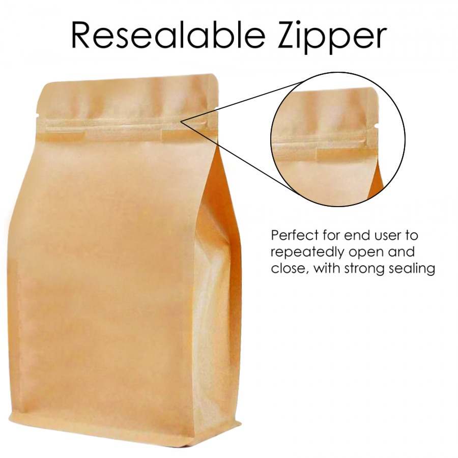 buy online 500g Kraft Paper Flat Bottom Pouch Bag with Zip Lock SP5